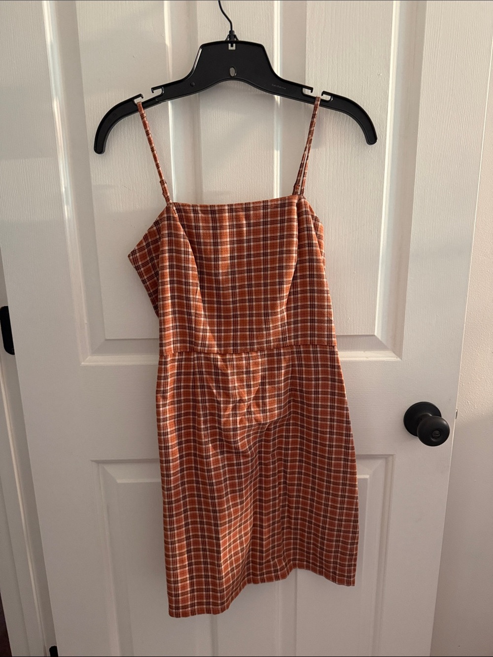 Aeropostale Rust Plaid Mini Dress with Spaghetti Straps